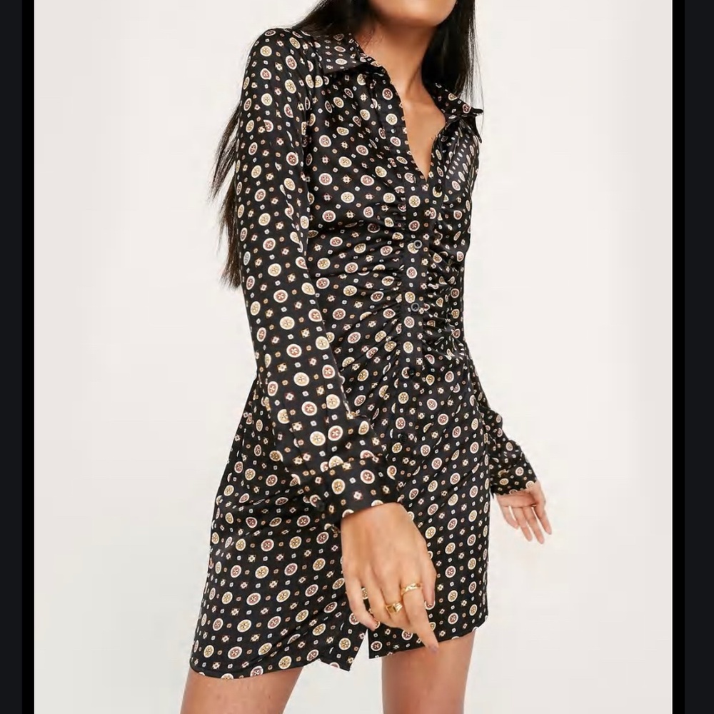 Nasty Gal Vintage Style Ruched Mini Shirt Dress